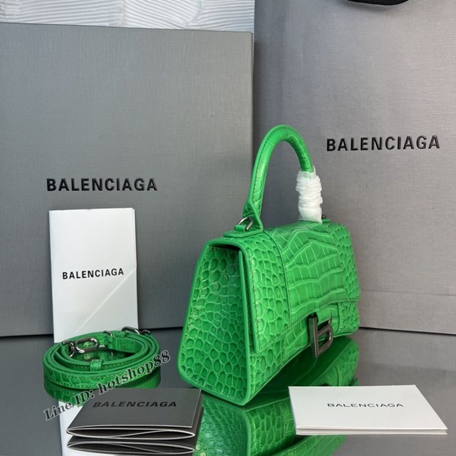 Balenciaga專櫃爆款新色mini號鱷魚春綠色-銀扣沙漏包 巴黎世家Hourglass沙漏包 fyj1958